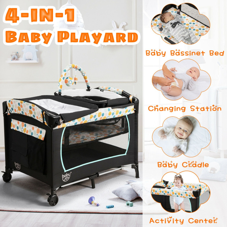 4-in-1 Convertible Portable Baby Playard with Changing Station-BlueCostway Gallery View 6 of 11