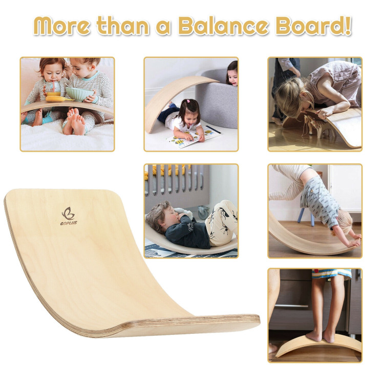Wooden Wobble Balance Board Kids with Felt Layer-NaturalCostway Gallery View 9 of 11