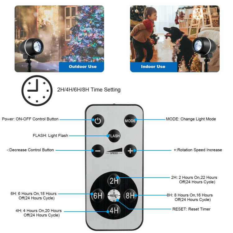 Outdoor Waterproof Christmas Snowflake LED Projector Lights with Remote ControlCostway Gallery View 9 of 12