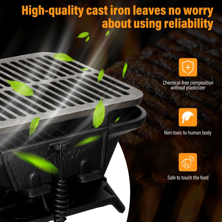 Heavy Duty Cast Iron Tabletop BBQ Grill Stove for Camping PicnicCostway Gallery View 5 of 12