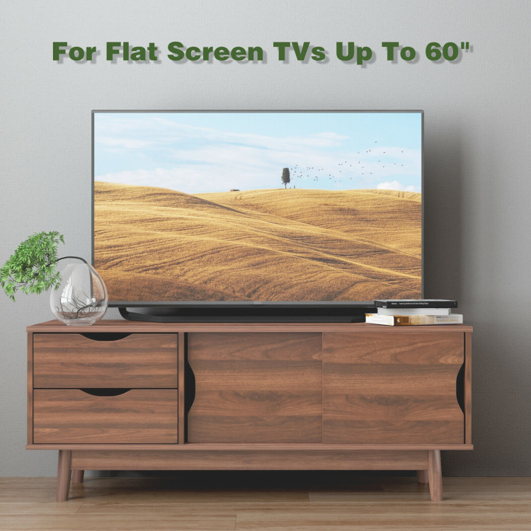 TV Stand for TV up to 60" Media Console Table Storage with Doors-WalnutCostway Gallery View 9 of 12