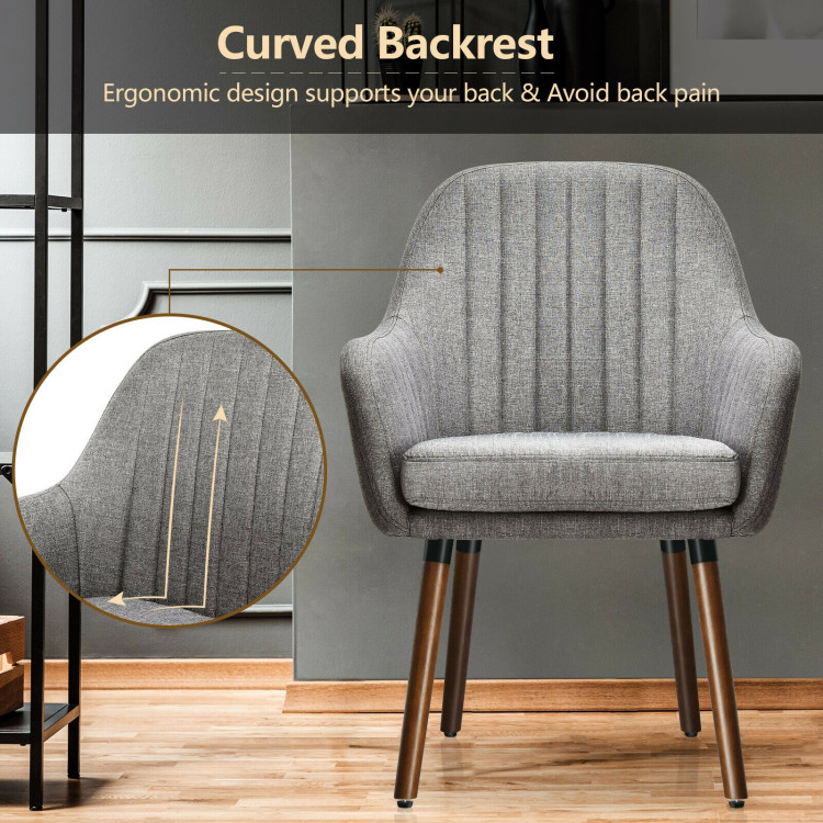 Set of 2 Fabric Upholstered Accent Chairs with Wooden Legs-GrayCostway Gallery View 8 of 12