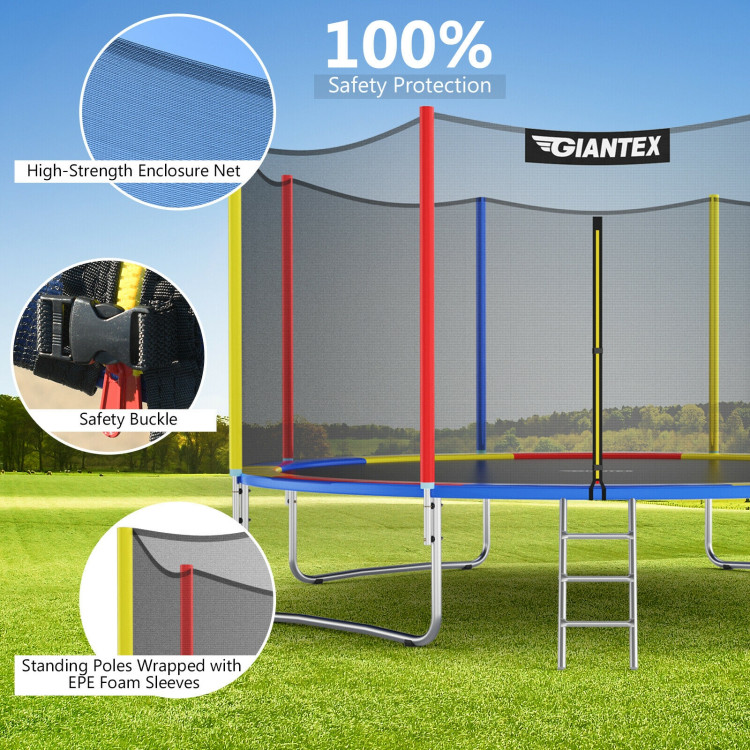 14 Feet Trampoline with Safety Enclosure Net and Ladder Outdoor for Kids AdultsCostway Gallery View 12 of 12
