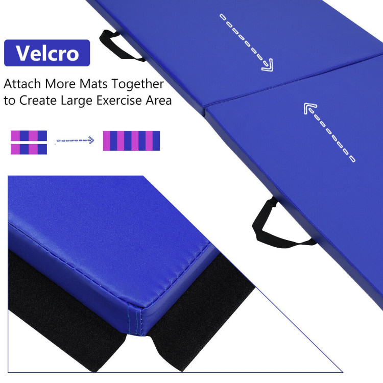6 x 2 Feet Gymnastic Mat with Carrying Handles for Yoga-BlueCostway Gallery View 4 of 6