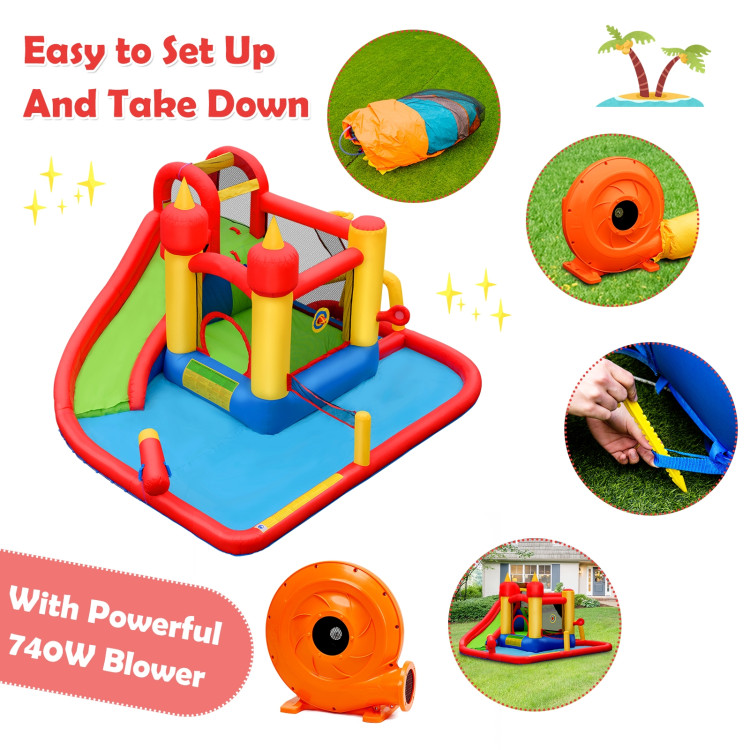 Inflatable Blow Up Water Slide  Bounce House with 740 W BlowerCostway Gallery View 7 of 9