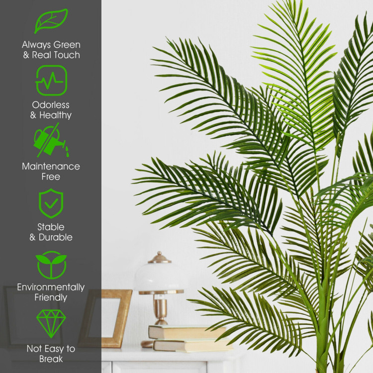 Plante Artificielle 110cm en pot Faux arbre palmier Aréca avec pot pour  décoration intérieur ou extérieur, Vert - Costway