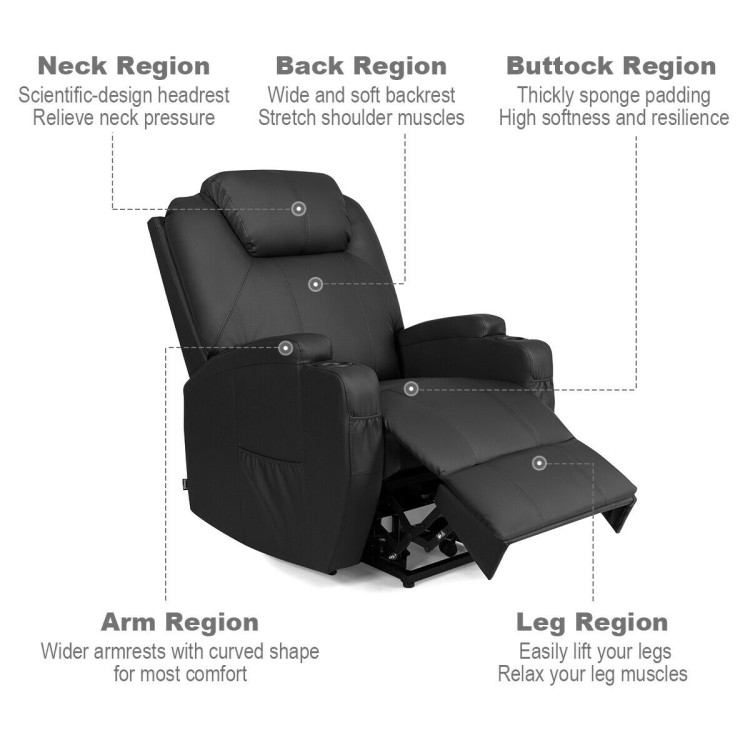 Power Lift Recliner Chair with Massage and Heat for Elderly with Remote Control-BlackCostway Gallery View 3 of 12
