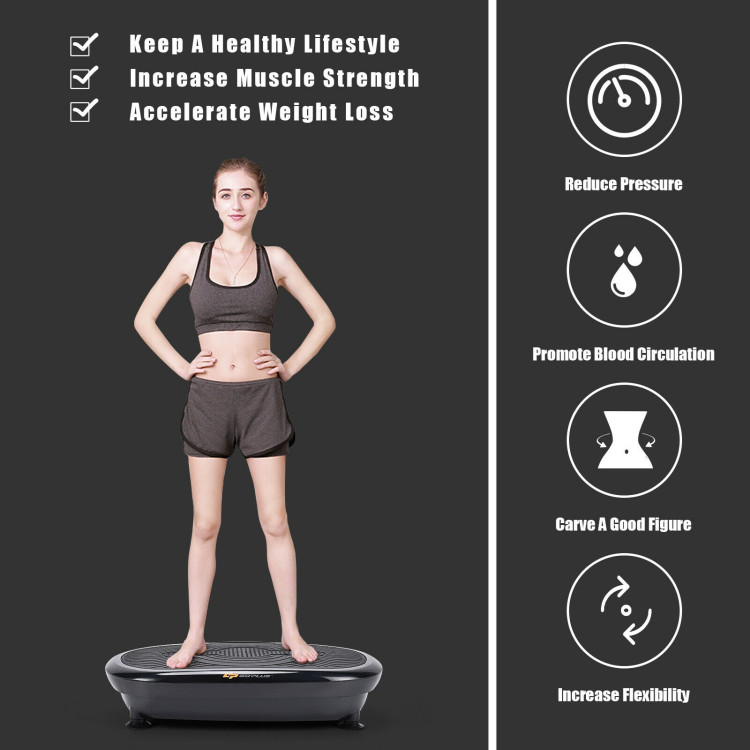 Mini Vibration Body Fitness Platform with Loop Bands-BlackCostway Gallery View 5 of 12