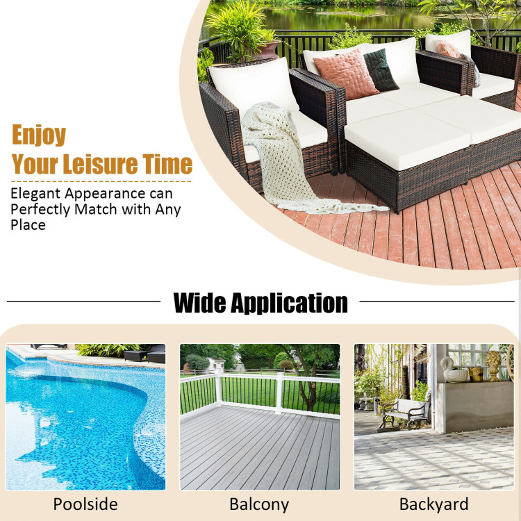 5 Pieces Patio Cushioned Rattan Furniture Set-WhiteCostway Gallery View 2 of 12