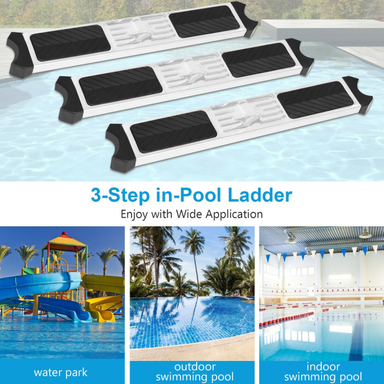 3-Step Stainless Steel Non-Slip Swimming Pool LadderCostway Gallery View 4 of 12