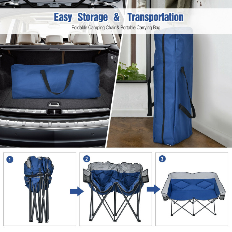 Folding Camping Chair with Bags and Padded Backrest-BlueCostway Gallery View 11 of 11