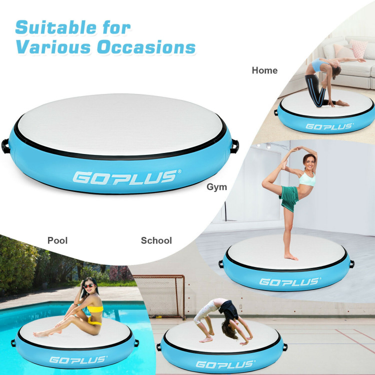 40 Inch Inflatable Round Gymnastic Mat with Electric Pump-BlueCostway Gallery View 6 of 10
