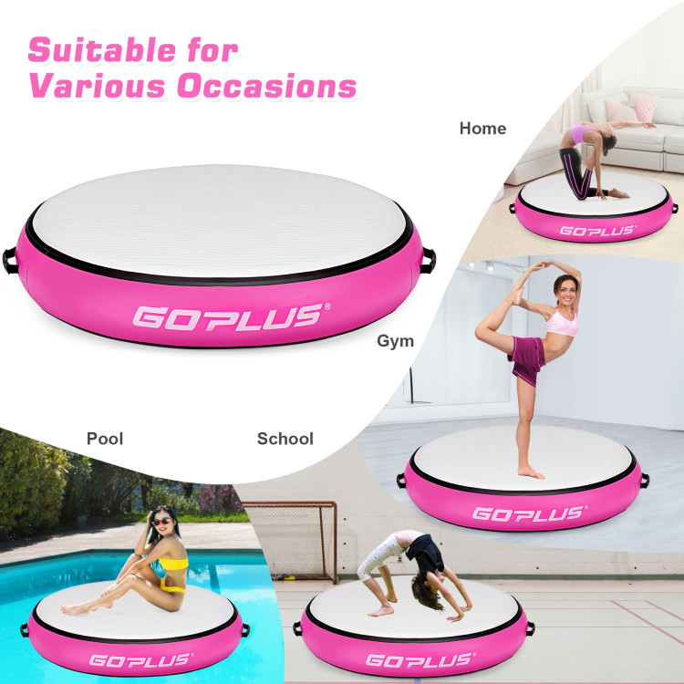 40 Inch Inflatable Round Gymnastic Mat with Electric Pump-PinkCostway Gallery View 6 of 10