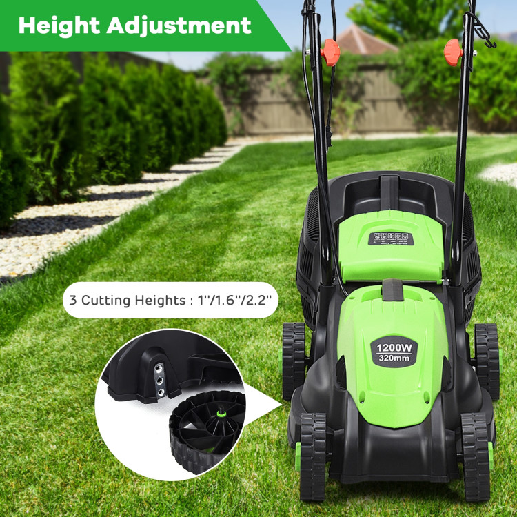 14 Inch Electric Push Lawn Corded Mower with Grass BagCostway Gallery View 18 of 24