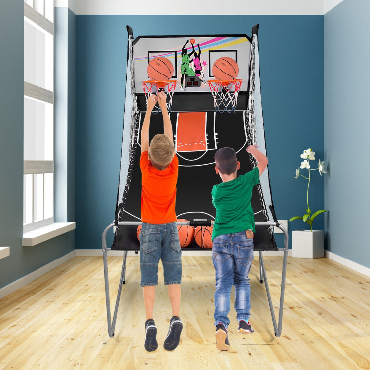 Indoor Double Electronic Basketball Game with 4 BallsCostway Gallery View 2 of 13