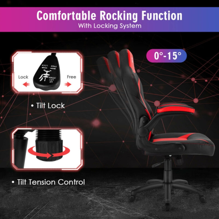 Height Adjustable Swivel High Back Gaming Chair Computer Office Chair-RedCostway Gallery View 11 of 12