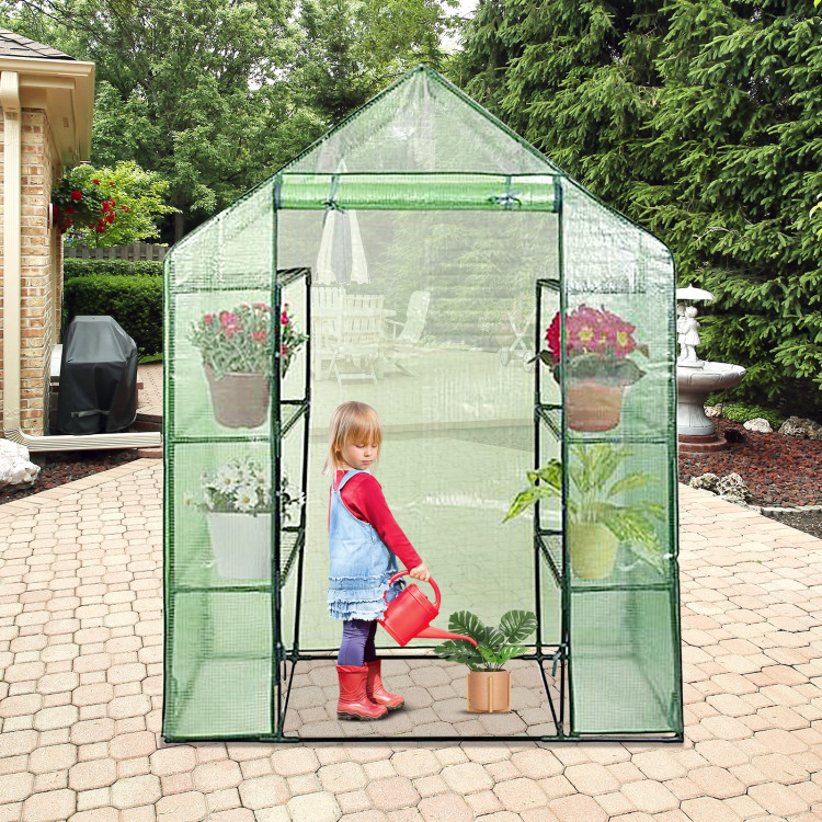 Portable 4 Tier Walk-in Plant Greenhouse with 8 ShelvesCostway Gallery View 9 of 12