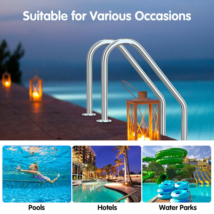 3 Step Stainless Steel Swimming Pool Ladder Handrail for PoolCostway Gallery View 9 of 12