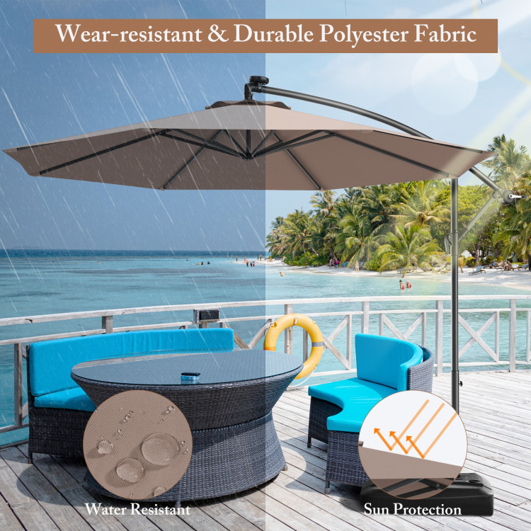 10 Feet Patio Outdoor Sunshade Hanging Umbrella without Weight BaseCostway Gallery View 3 of 40