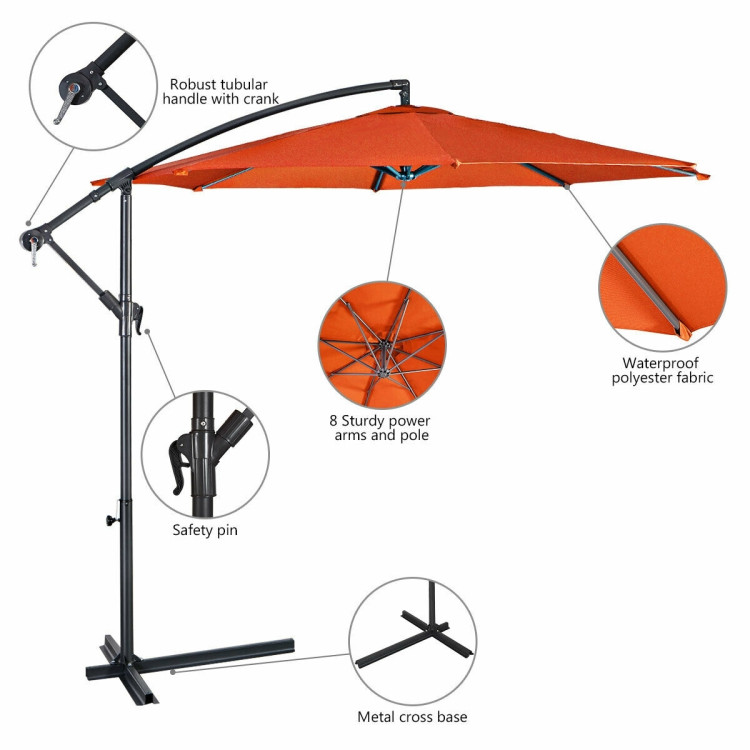 10 Feet Patio Outdoor Sunshade Hanging Umbrella without Weight BaseCostway Gallery View 39 of 40