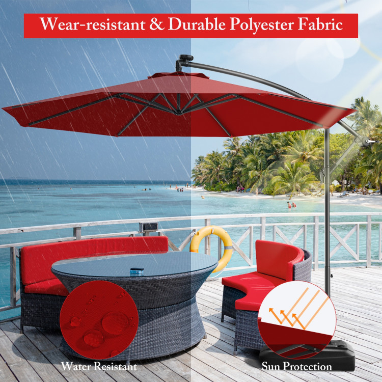 10 Feet Patio Outdoor Sunshade Hanging Umbrella without Weight BaseCostway Gallery View 12 of 40