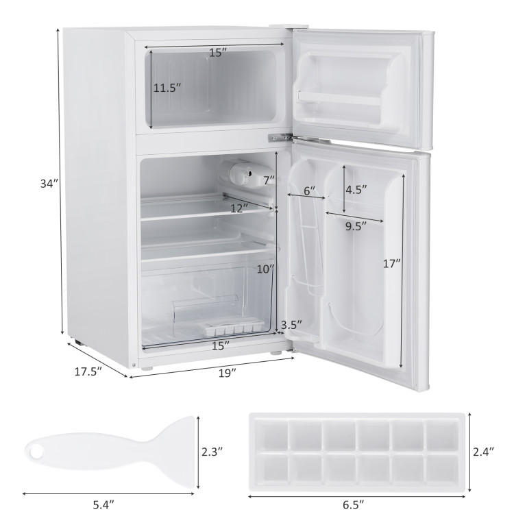 3.2 cu ft. Compact Stainless Steel Refrigerator-WhiteCostway Gallery View 4 of 14