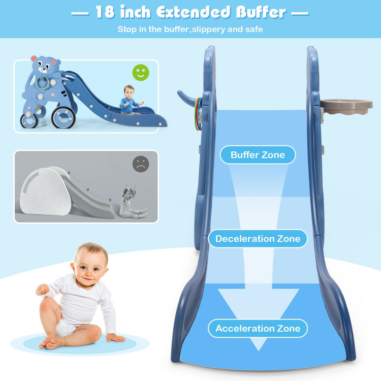 4-in-1 Foldable Baby Slide Toddler Climber Slide PlaySet with Ball-BlueCostway Gallery View 5 of 12