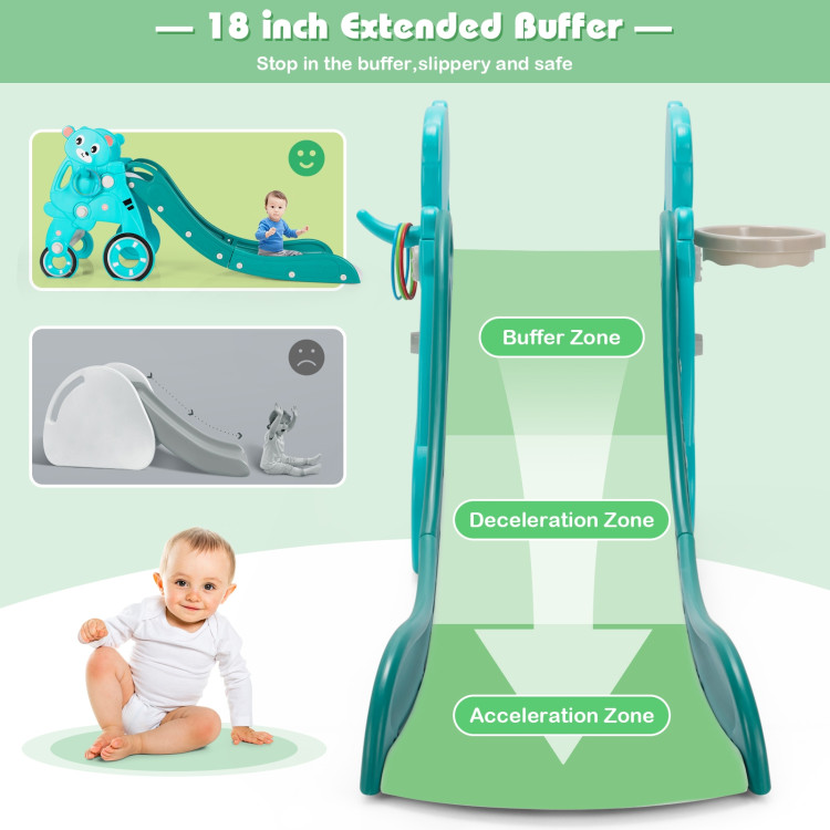 4-in-1 Foldable Baby Slide Toddler Climber Slide PlaySet with Ball-GreenCostway Gallery View 5 of 12