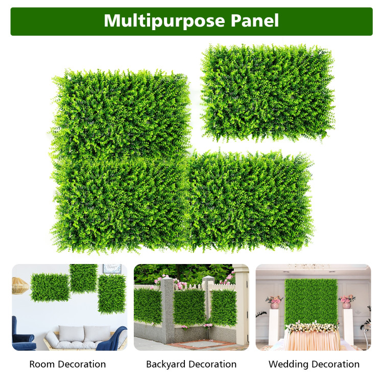 12 Pieces 16 x 24 Inch Artificial Eucalyptus Hedge Plant Privacy Fence PanelsCostway Gallery View 6 of 14