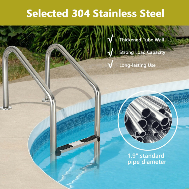 Stainless Steel Swimming Pool Ladder ​with Anti-Slip StepCostway Gallery View 10 of 12