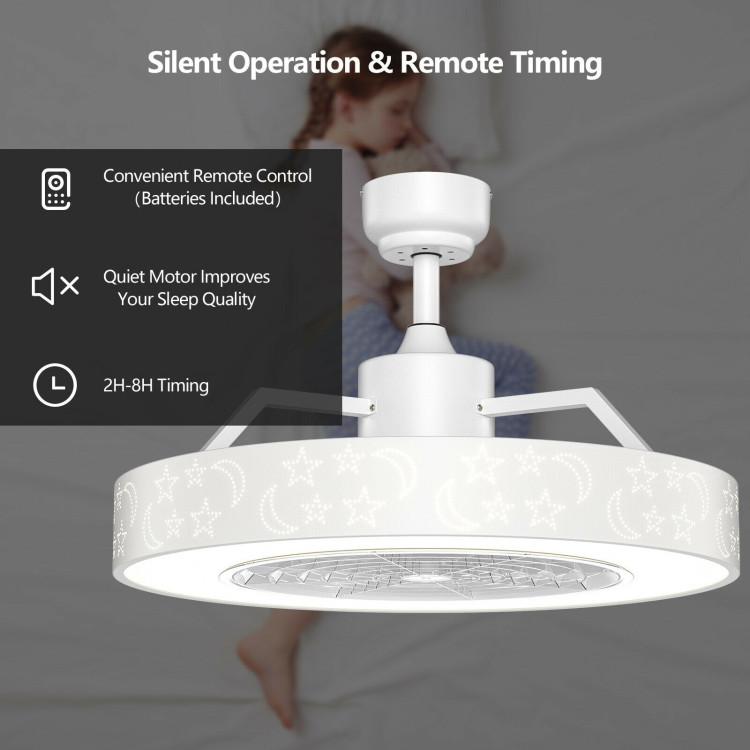23 Inch Ceiling Fan with LED Light and Remote Control-WhiteCostway Gallery View 8 of 10