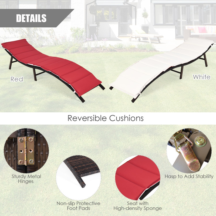 2Pcs Folding Patio Lounger ChairCostway Gallery View 11 of 11
