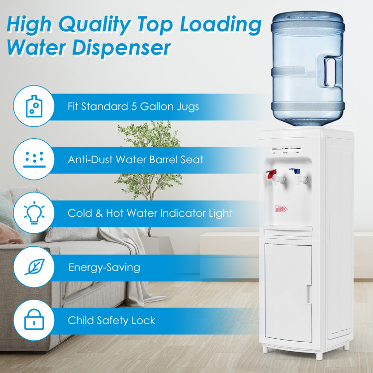 5 Gallons Hot and Cold Water Cooler Dispenser with Child Safety LockCostway Gallery View 3 of 10