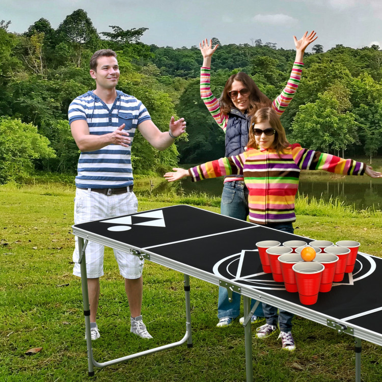 8 Feet Portable Party Drinking Game TableCostway Gallery View 7 of 13
