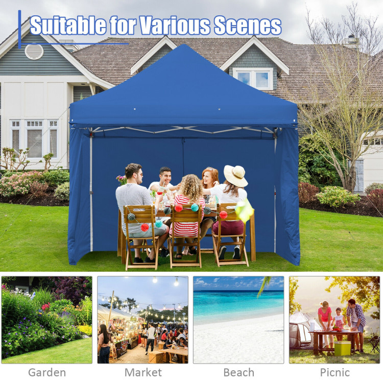 10 x 10 Feet Pop up Gazebo with 4 Height and Adjust Folding Awning-BlueCostway Gallery View 3 of 13