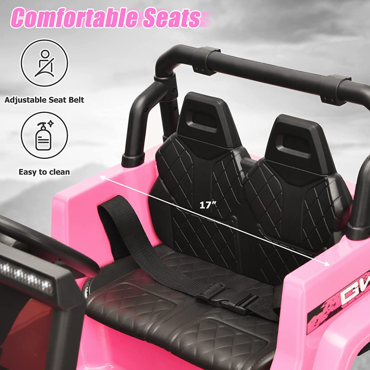 12V Kids Ride-on Jeep Car with 2.4G Remote Control-PinkCostway Gallery View 7 of 7