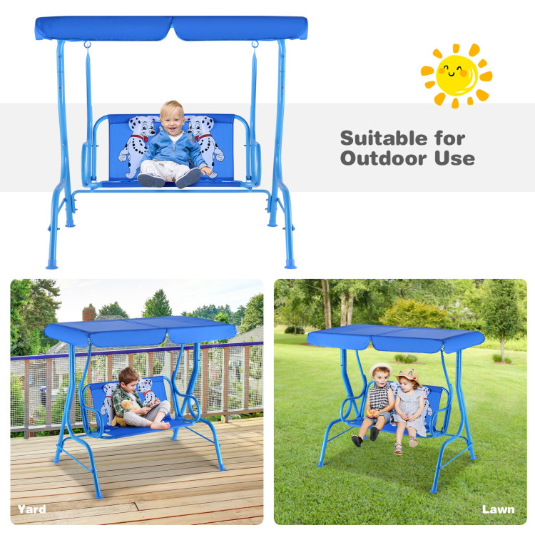 Outdoor Kids Patio Swing Bench with Canopy 2 SeatsCostway Gallery View 5 of 9