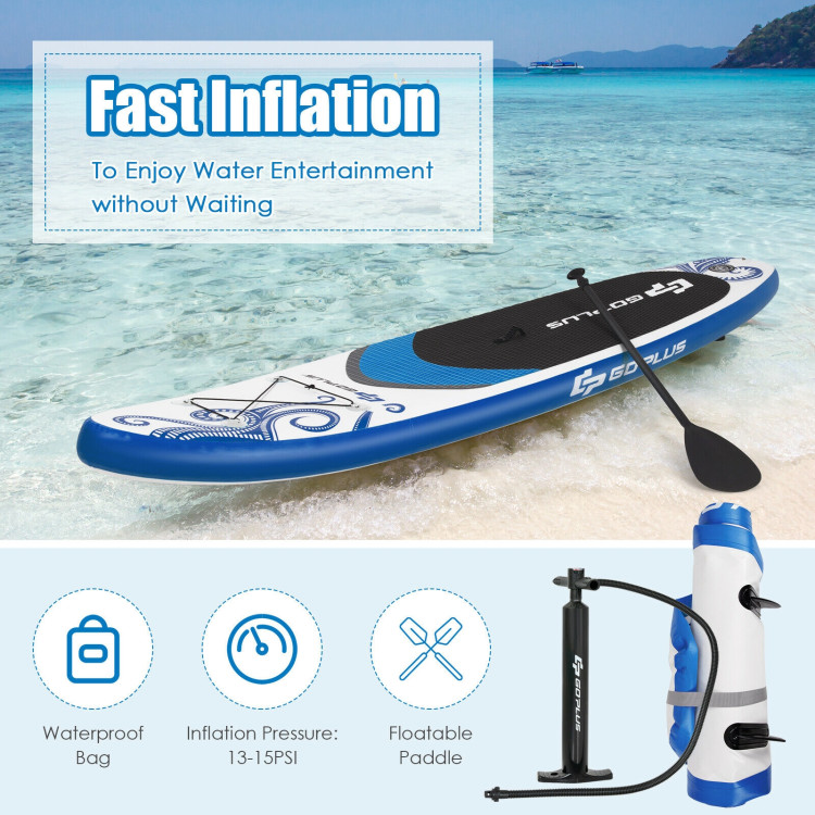 10.6-Feet Inflatable Adjustable Paddle Board with Carry BagCostway Gallery View 8 of 10