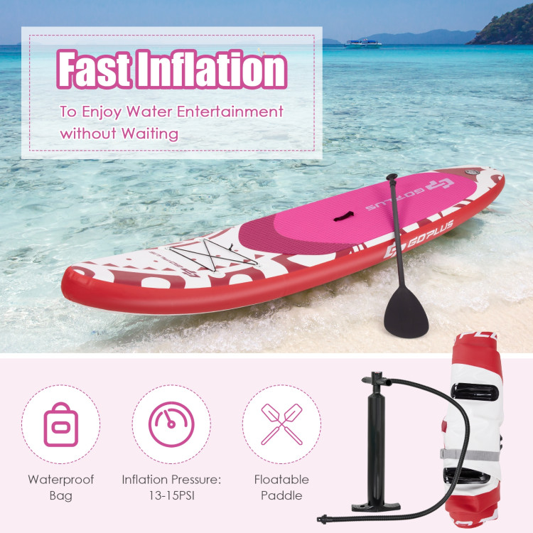 10.6 Feet Inflatable Adjustable Paddle Board with Carry Bag Costway Gallery View 6 of 12