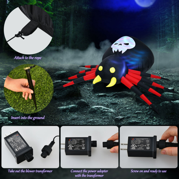 6.5 Feet Inflatable Halloween Spider with Rotatable LED LightCostway Gallery View 10 of 12