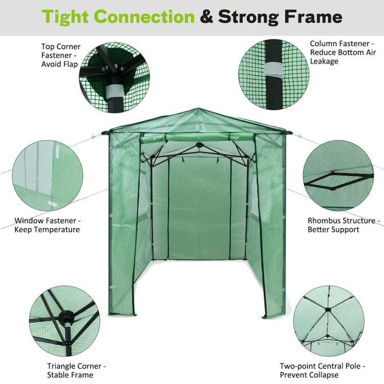 Portable Walk-in Greenhouse  with Window-GreenCostway Gallery View 6 of 12