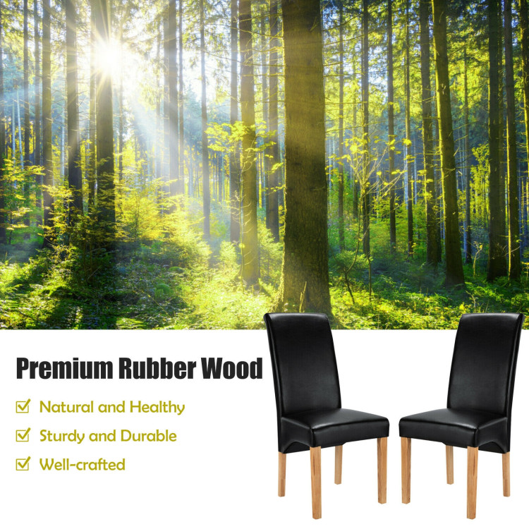 2 Pieces Dining Chairs Set with Rubber Wood Legs-BlackCostway Gallery View 10 of 12