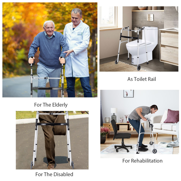 Folding Height Adjustable Walking Frame with Armrest SupportCostway Gallery View 7 of 11