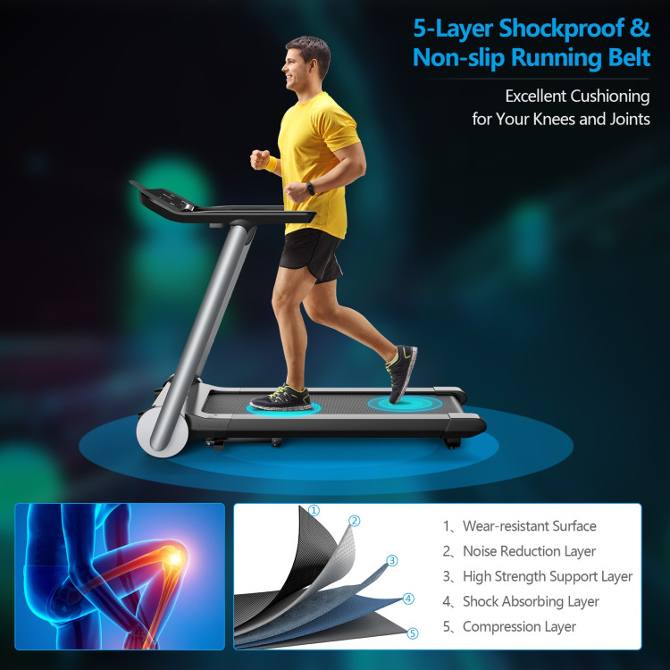 Italian Designed Folding Treadmill with Heart Rate Belt and Fatigue ButtonCostway Gallery View 8 of 13