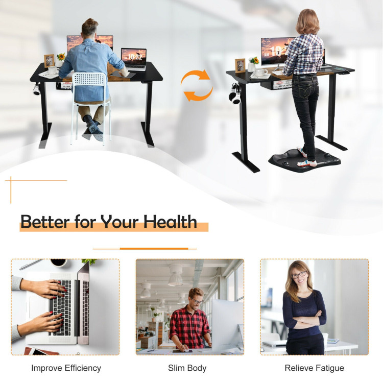 55 Inch x 28 Inch Electric Standing Desk with USB Port Black-BlackCostway Gallery View 7 of 12