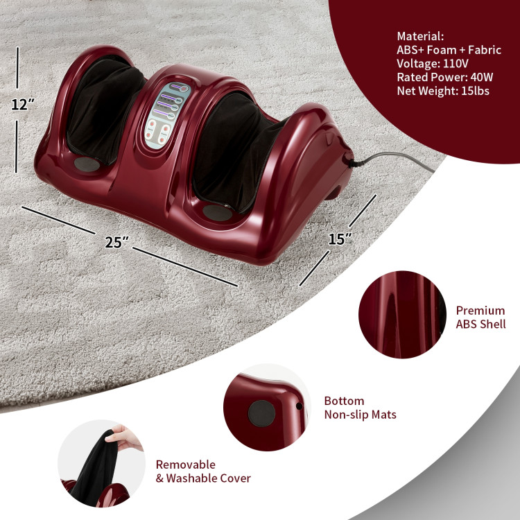 Therapeutic Shiatsu Foot Massager with High Intensity Rollers-RedCostway Gallery View 4 of 11