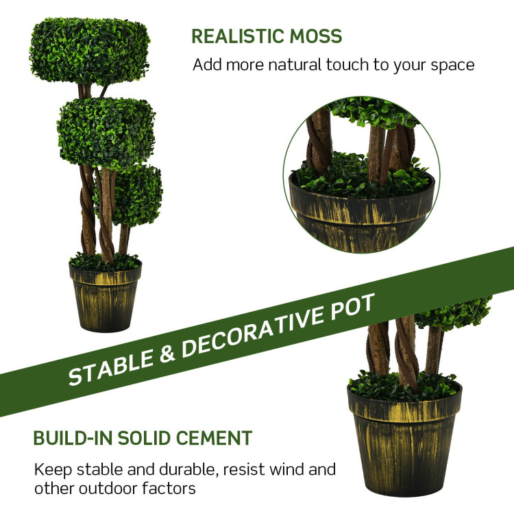 36 Inch Artificial Boxwood Topiary UV Protected Indoor Outdoor TreeCostway Gallery View 5 of 12
