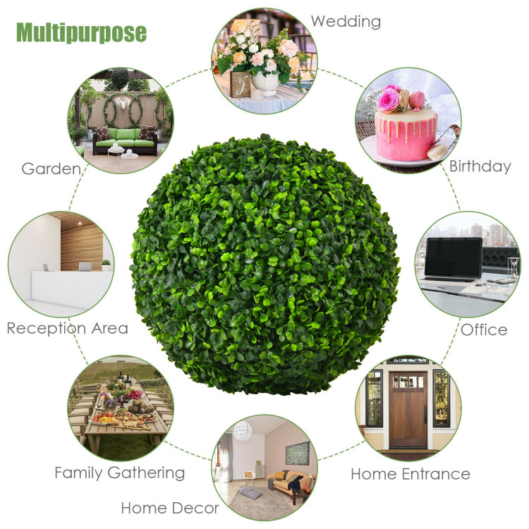 2 Pieces 19 inch Artificial Topiary Balls Faux Boxwood Ball Plants | Costway