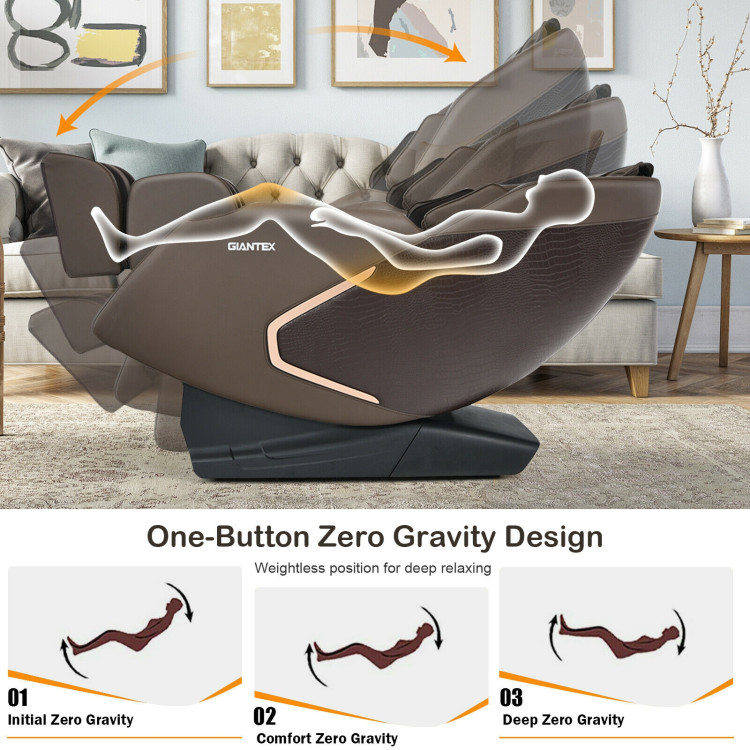 Full Body Zero Gravity Massage Chair with SL Track Heat Installation-free-BrownCostway Gallery View 5 of 11