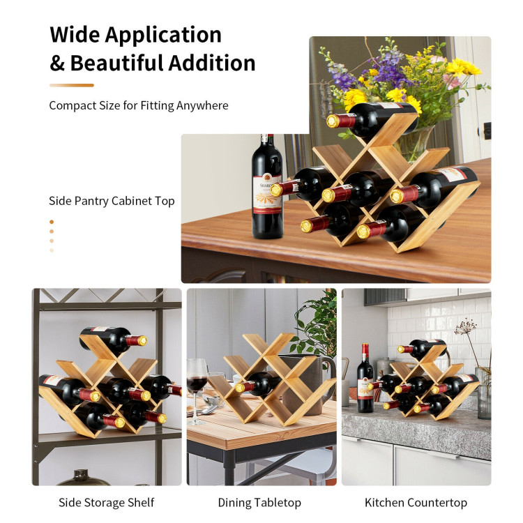8-Bottle Freestanding Bamboo Wine Rack with Solid Structure-NaturalCostway Gallery View 8 of 10